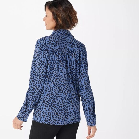 Belle by Kim Gravel TripleLuxe Knit Cheetah Print Tie Front Top Expresso - Picture 6 of 6